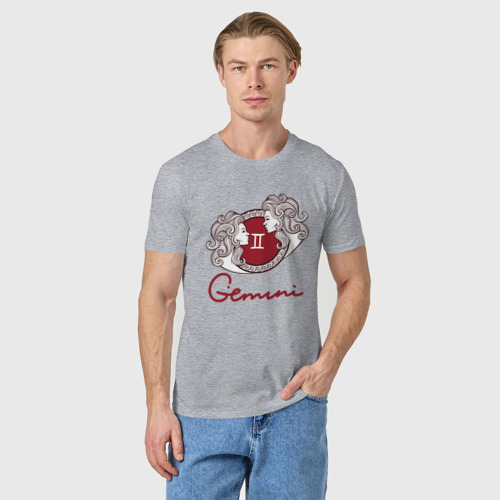 Мужская футболка хлопок с принтом Близнецы знак зодиака, фото на моделе #1