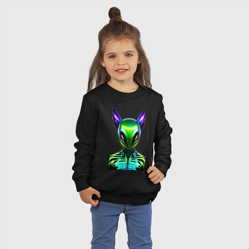 Детский свитшот хлопок с принтом Eared alien - neural network, фото на моделе #1