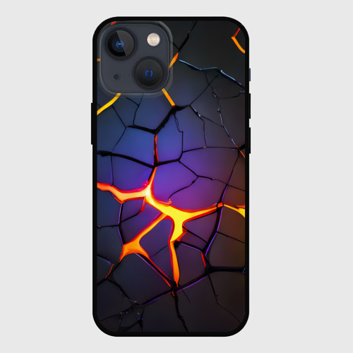 Чехол для iPhone 13 mini Неоновые трещины - лава