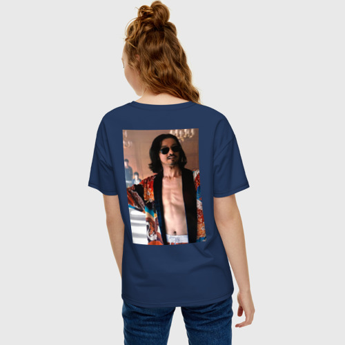 Женская футболка хлопок Oversize с принтом Алиса в Пограничье - Шляпник, вид сзади #2