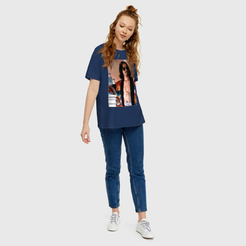 Женская футболка хлопок Oversize с принтом Алиса в Пограничье - Шляпник, вид сбоку #3