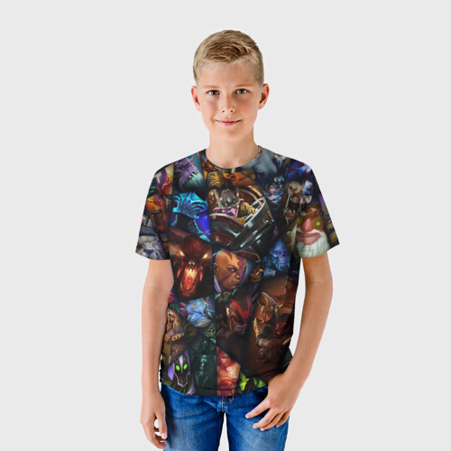Детская футболка 3D с принтом Мозаика персонажи Dota 2, фото на моделе #1