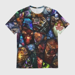 Мужская футболка 3D Мозаика персонажи Dota 2
