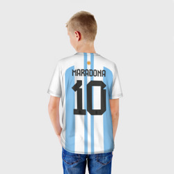 Футболка с принтом Марадона форма сборной Аргентины для мужчины, вид на модели сзади №2. Цвет основы: белый