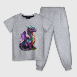 Детская пижама хлопок Разноцветный дракончик