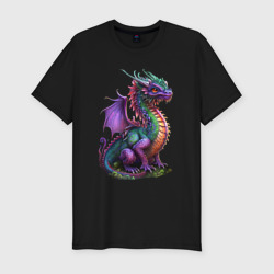 Разноцветный дракончик – Мужская футболка хлопок Slim с принтом купить
