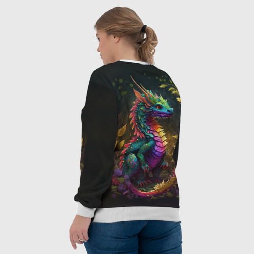 Женский свитшот 3D Разноцветный дракончик в лесу, цвет 3D печать - фото 7
