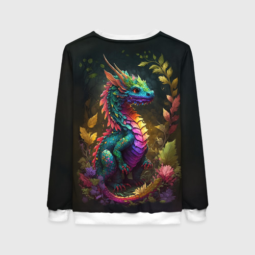 Женский свитшот 3D Разноцветный дракончик в лесу, цвет 3D печать - фото 2