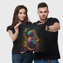 Подушка 3D Разноцветный дракончик в лесу - фото 2