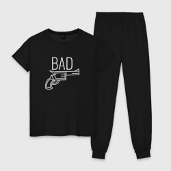 Женская пижама хлопок Bad надпись с револьвером