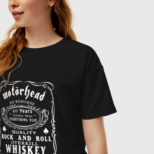 Женская футболка хлопок Oversize Motorhead в стиле Jack Daniels, цвет черный - фото 3