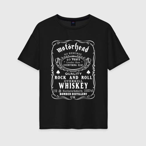 Женская футболка хлопок Oversize Motorhead в стиле Jack Daniels, цвет черный