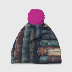 Шапка 3D c помпоном Книги, зима и магия