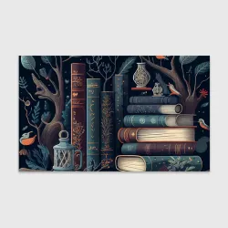 Бумага для упаковки 3D Книги, зима и магия