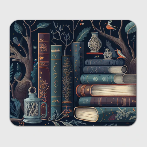 Прямоугольный коврик для мышки Книги, зима и магия