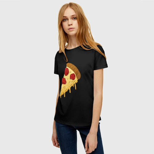 Женская футболка 3D с принтом Векторная пицца, фото на моделе #1