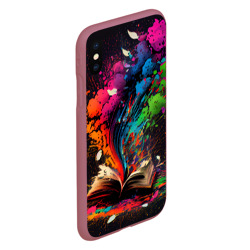 Чехол для iPhone XS Max матовый Книга и всплеск красок - фото 2