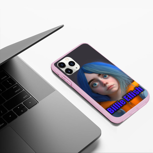 Чехол для iPhone 11 Pro Max матовый Портрет Билли Айлиш в исполнении нейросети, цвет розовый - фото 5