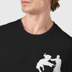Футболка с принтом Айкидо для мужчины, вид на модели спереди №4. Цвет основы: черный