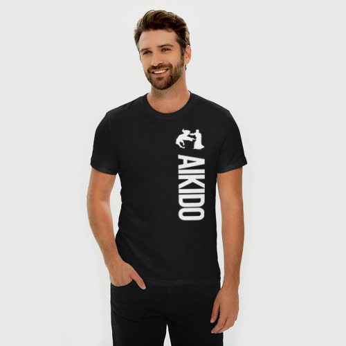 Мужская футболка хлопок Slim Айкидо, цвет черный - фото 3