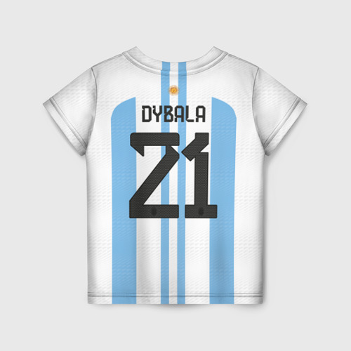 Детская футболка с принтом Дибала форма сборной Аргентины домашняя, вид сзади №1