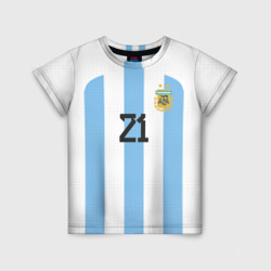 Футболка с принтом Дибала форма сборной Аргентины домашняя для ребенка, вид спереди №1. Цвет основы: белый