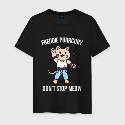 Мужская футболка хлопок с принтом Don't stop meow, вид спереди #2