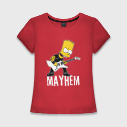 Женская футболка хлопок Slim Mayhem Барт Симпсон рокер