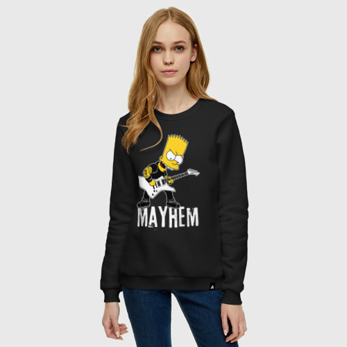 Женский свитшот хлопок Mayhem Барт Симпсон рокер, цвет черный - фото 3