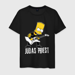 Мужская футболка хлопок Judas Priest Барт Симпсон рокер