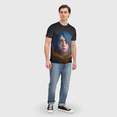 Мужская футболка 3D Билли Айлиш портрет, цвет 3D печать - фото 5
