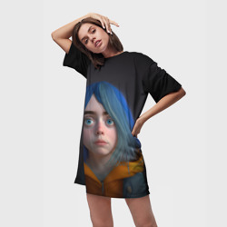 Платье-футболка 3D Билли Айлиш портрет - фото 2