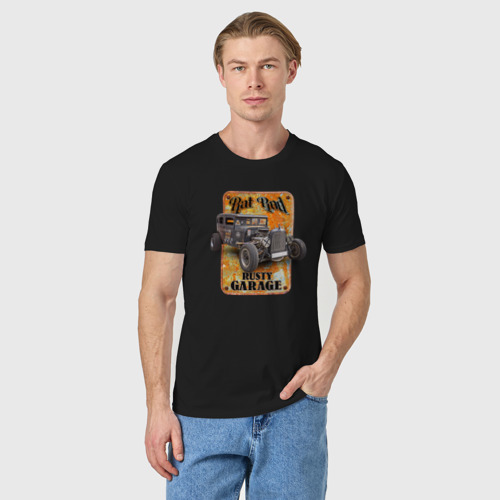 Мужская футболка хлопок Старый американский хот род, цвет черный - фото 3