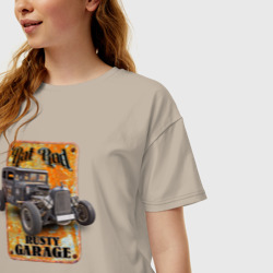 Женская футболка хлопок Oversize Старый американский хот род - фото 2