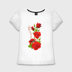 Женская футболка хлопок Slim Прекрасная Олеся - букет из роз