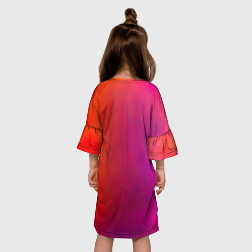 Детское платье 3D с принтом Морда льва, вид сзади #2