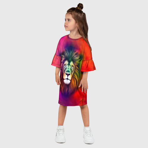 Детское платье 3D с принтом Морда льва, фото на моделе #1