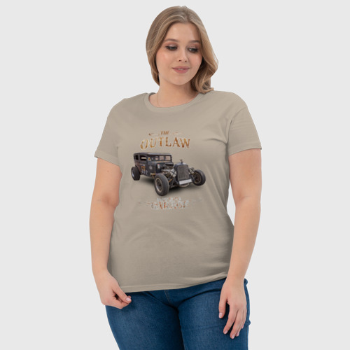Женская футболка хлопок с принтом Хот род - мятежный гараж, фото #4