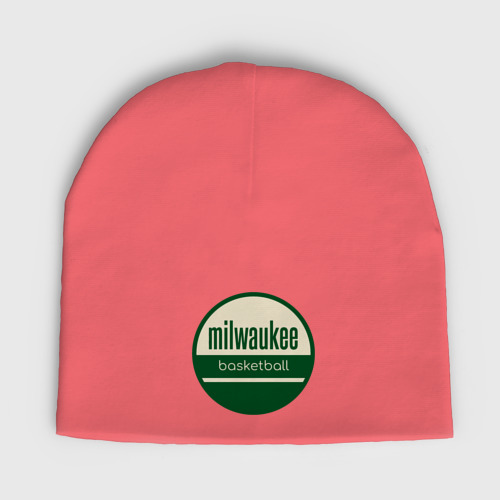 Женская шапка демисезонная Milwaukee basketball, цвет коралловый