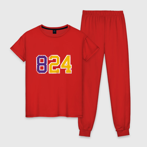 Женская пижама хлопок с принтом Kobe Bryant numbers, вид спереди #2