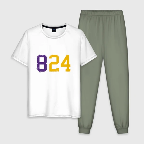 Мужская пижама с белой футболкой хлопок Kobe Bryant numbers