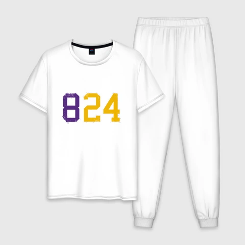 Мужская пижама с белой футболкой хлопок Kobe Bryant numbers