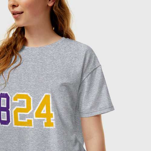 Женская футболка хлопок Oversize с принтом Kobe Bryant numbers, фото на моделе #1