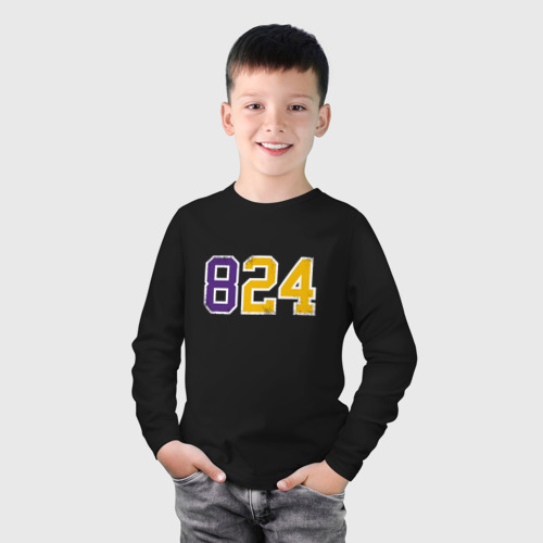 Детский лонгслив хлопок с принтом Kobe Bryant numbers, фото на моделе #1