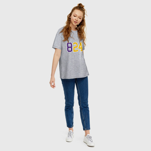 Женская футболка хлопок Oversize с принтом Kobe Bryant numbers, вид сбоку #3