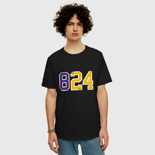 Мужская футболка хлопок Oversize с принтом Kobe Bryant numbers, фото на моделе #1