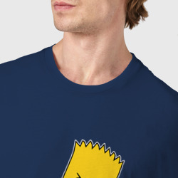 Футболка с принтом In Flames Барт Симпсон рокер для мужчины, вид на модели спереди №4. Цвет основы: темно-синий