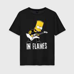 Женская футболка хлопок Oversize In Flames Барт Симпсон рокер