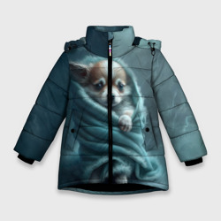 Зимняя куртка для девочек 3D Милый щенок в одеяле