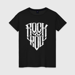 Женская футболка хлопок Rock and Roll щит